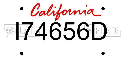 I74656D California License Plate