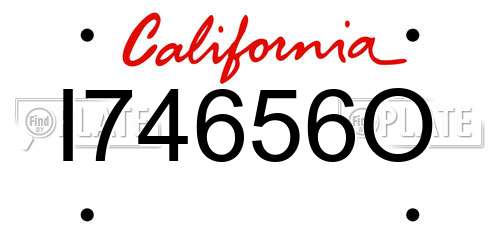 I74656O California License Plate