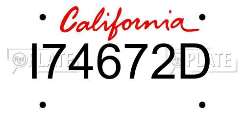 I74672D California License Plate
