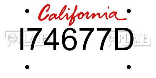 I74677D California License Plate