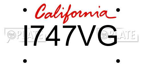 I747VG California License Plate