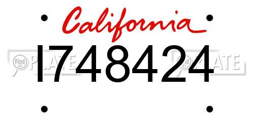 I748424 California License Plate