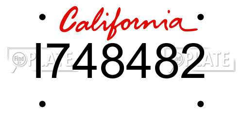 I748482 California License Plate