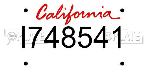 I748541 California License Plate