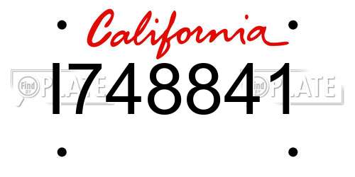 I748841 California License Plate