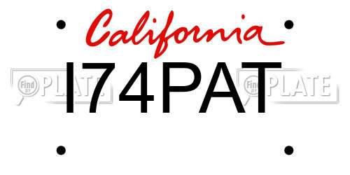 I74PAT California License Plate