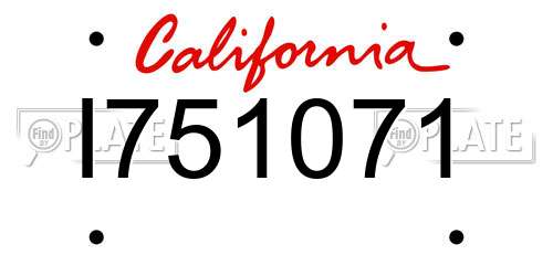 I751071 California License Plate