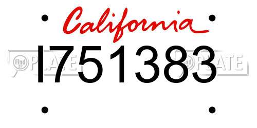 I751383 California License Plate