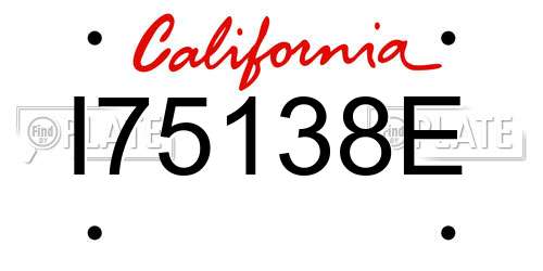 I75138E California License Plate