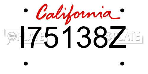I75138Z California License Plate