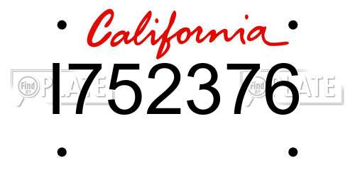 I752376 California License Plate