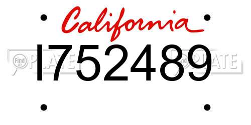 I752489 California License Plate