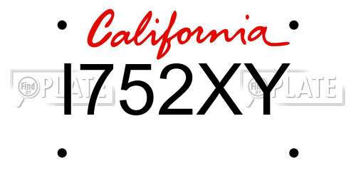 I752XY California License Plate