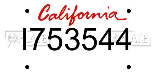 I753544 California License Plate