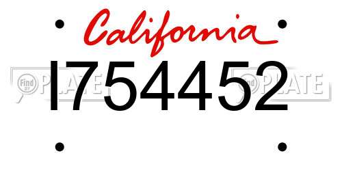 I754452 California License Plate