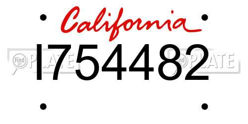 I754482 California License Plate