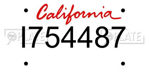 I754487 California License Plate