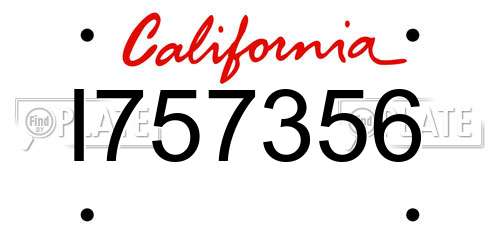 I757356 California License Plate