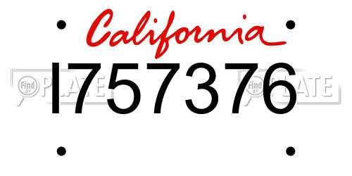 I757376 California License Plate