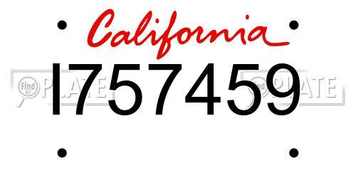 I757459 California License Plate