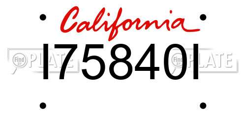 I75840I California License Plate