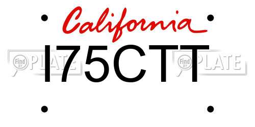 I75CTT California License Plate