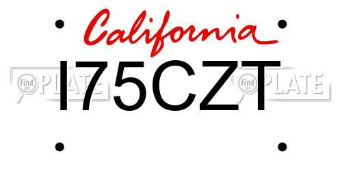 I75CZT California License Plate