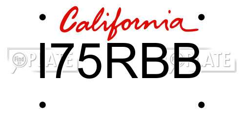 I75RBB California License Plate