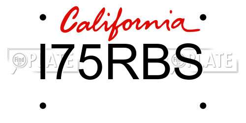 I75RBS California License Plate