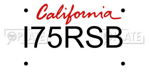 I75RSB California License Plate