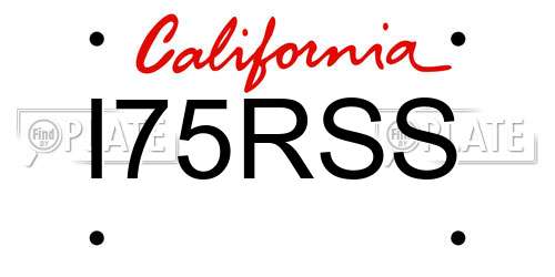 I75RSS California License Plate