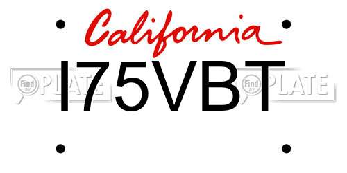 I75VBT California License Plate