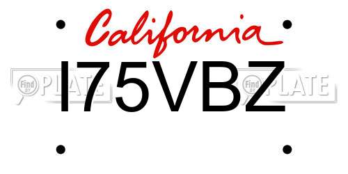I75VBZ California License Plate