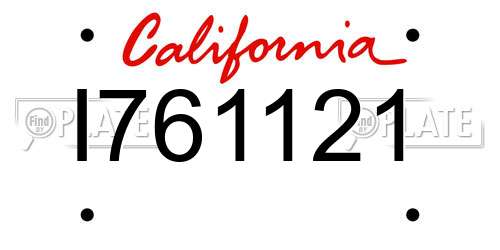 I761121 California License Plate
