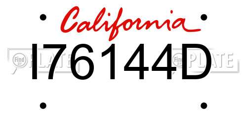 I76144D California License Plate