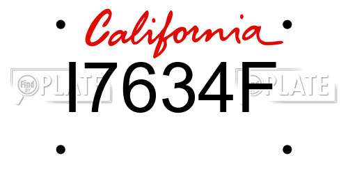 I7634F California License Plate