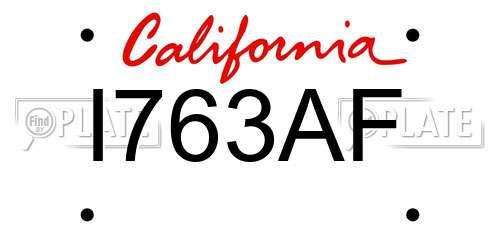 I763AF California License Plate