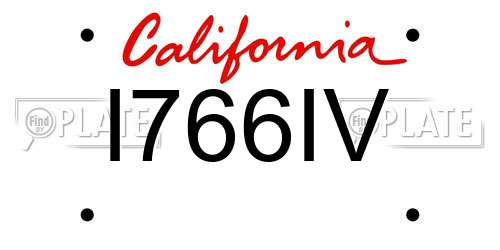 I766IV California License Plate