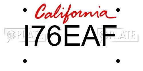 I76EAF California License Plate