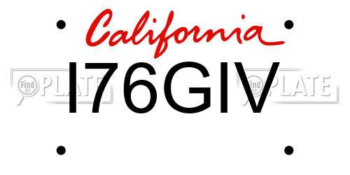 I76GIV California License Plate