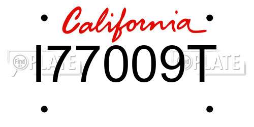 I77009T California License Plate