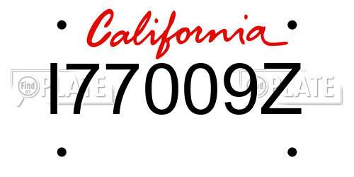 I77009Z California License Plate
