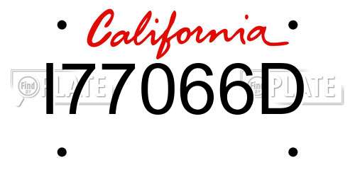 I77066D California License Plate