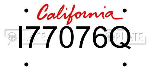 I77076Q California License Plate