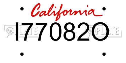 I77082O California License Plate