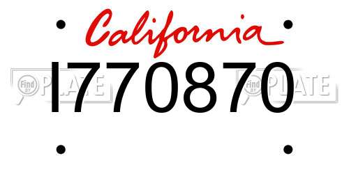 I770870 California License Plate