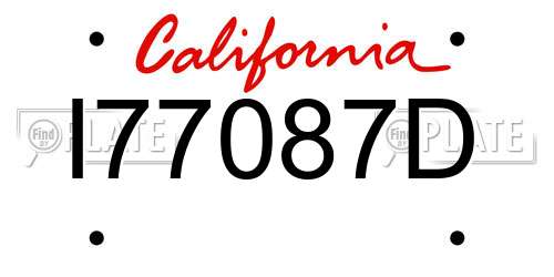 I77087D California License Plate