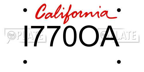 I770OA California License Plate