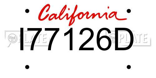 I77126D California License Plate