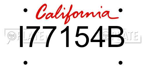 I77154B California License Plate
